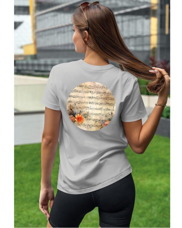 Koszulka Muzyczna harmonia <br>Nuty i kwiaty - Unisex, dla niej