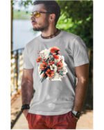 Koszulka Egzotyczny Urok Natury <br>Papuga w Kwiatowym Otoczeniu - Unisex, dla niego