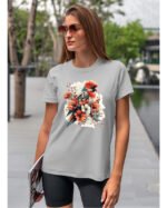 Koszulka Egzotyczny Urok Natury <br>Papuga w Kwiatowym Otoczeniu - Unisex, dla niej