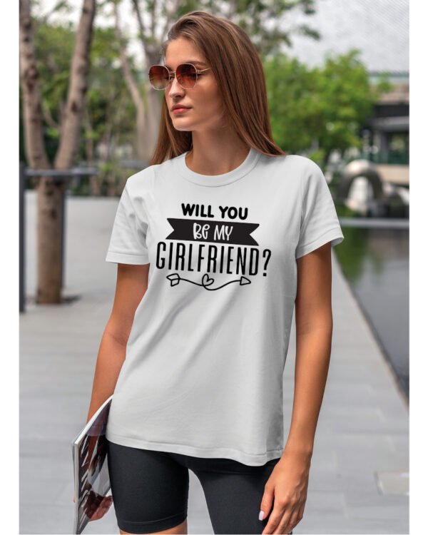 Koszulka Romantyczna propozycja, „Will you be my girlfriend?” - Unisex