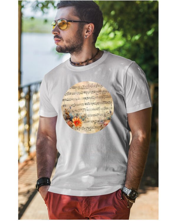 Koszulka Muzyczna harmonia <br>Nuty i kwiaty - Unisex, dla niego