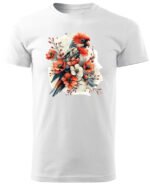 Koszulka Egzotyczny Urok Natury <br>Papuga w Kwiatowym Otoczeniu - Unisex, dla niego
