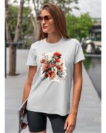 Koszulka Egzotyczny Urok Natury <br>Papuga w Kwiatowym Otoczeniu - Unisex, dla niej