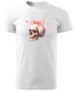 Halloweenowa Koszulka Unisex "Skull with Pink Bow" – Wybierz Kolor!