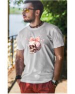 Halloweenowa Koszulka Unisex "Skull with Pink Bow" – Wybierz Kolor!