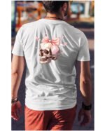Halloweenowa Koszulka Unisex "Skull with Pink Bow" – Wybierz Kolor!
