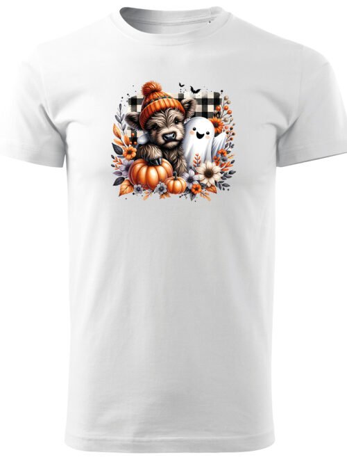 Halloweenowa Koszulka Unisex "Pies i Duch w Jesieni" – Wybierz Kolor!
