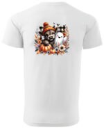Halloweenowa Koszulka Unisex "Pies i Duch w Jesieni" – Wybierz Kolor!