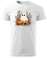 Halloweenowa Koszulka Unisex "Duch w Jesiennych Kwiatach" – Wybierz Kolor!