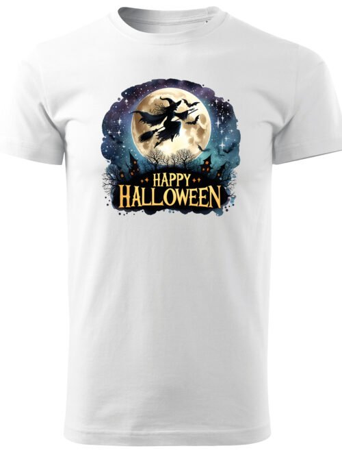 Halloweenowa Koszulka Unisex "Czarownica i Księżyc" – Wybierz Kolor!