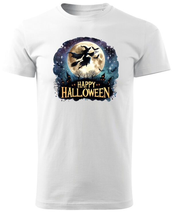 Halloweenowa Koszulka Unisex "Czarownica i Księżyc" – Wybierz Kolor!