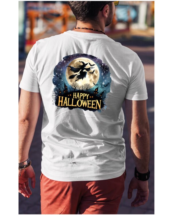 Halloweenowa Koszulka Unisex "Czarownica i Księżyc" – Wybierz Kolor!