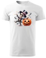 Halloweenowa Koszulka Unisex "Szkieletor i Dynia" – Wybierz Kolor!