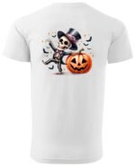 Halloweenowa Koszulka Unisex "Szkieletor i Dynia" – Wybierz Kolor!