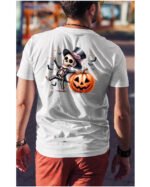 Halloweenowa Koszulka Unisex "Szkieletor i Dynia" – Wybierz Kolor!