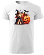 Halloweenowa Koszulka Unisex "Piesek Czarodziej i Dynia" – Wybierz Kolor!