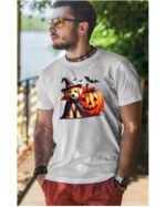 Halloweenowa Koszulka Unisex "Piesek Czarodziej i Dynia" – Wybierz Kolor!