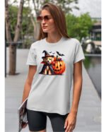 Halloweenowa Koszulka Unisex "Piesek Czarodziej i Dynia" – Wybierz Kolor!