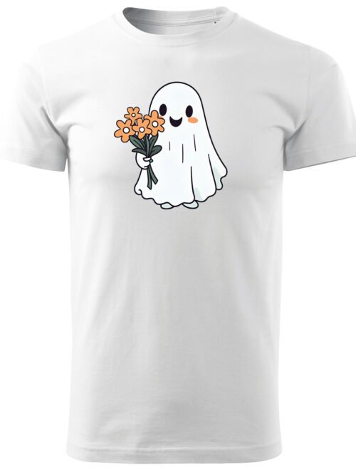 Halloweenowa Koszulka Unisex "Duch z Kwiatami" – Wybierz Kolor!