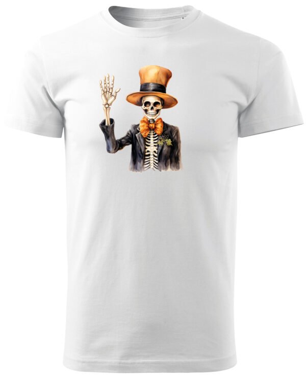Halloweenowa Koszulka Unisex "Szkielet Dżentelmen" – Wybierz Kolor!