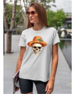 Halloweenowa Koszulka Unisex "Dynia i Czaszka" – Wybierz Kolor!