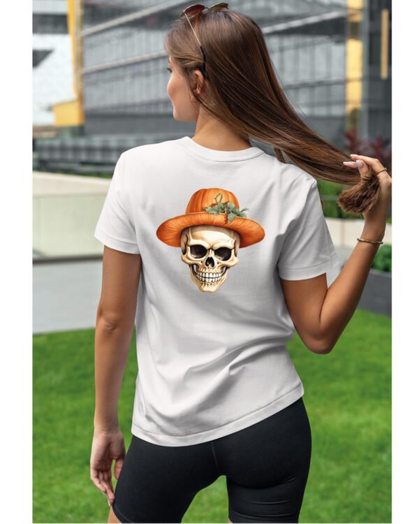 Halloweenowa Koszulka Unisex "Dynia i Czaszka" – Wybierz Kolor!
