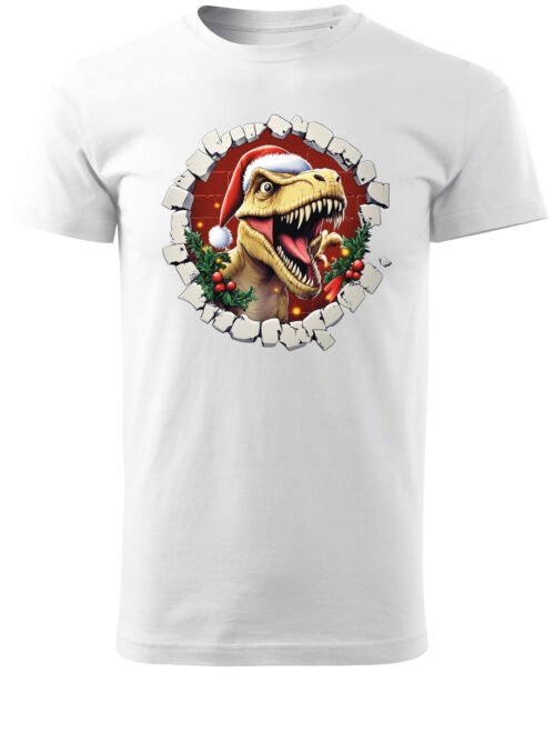 Świąteczna Koszulka “Dinozaur Święty Mikołaj”  – Unisex