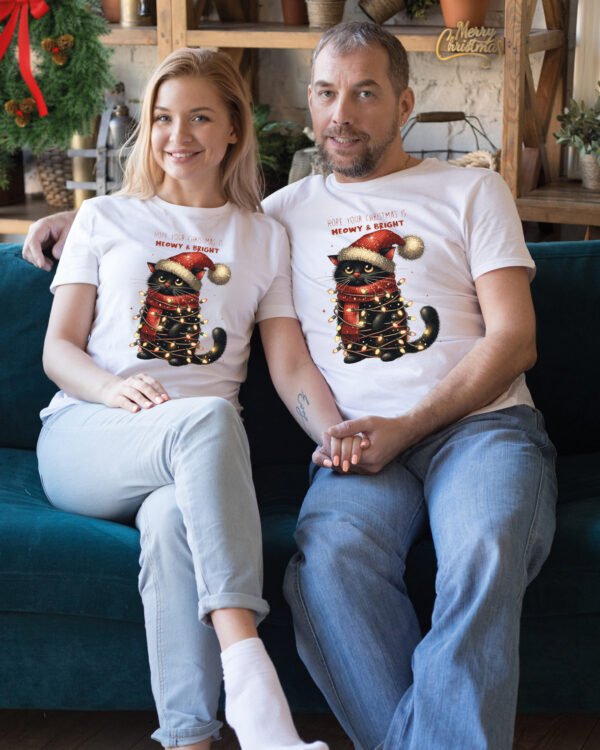 Świąteczna Koszulka “Kot - Meowy & Bright” – Unisex