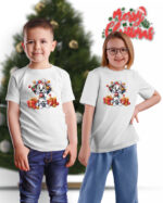 TL TS UNI SNO PRI 0744 A KIDS Świąteczna Koszulka Dziecięca “Rozbrykany Dalmatyńczyk”