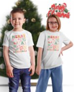 Świąteczna Koszulka Dziecięca “Kwiatowa Merry Christmas”