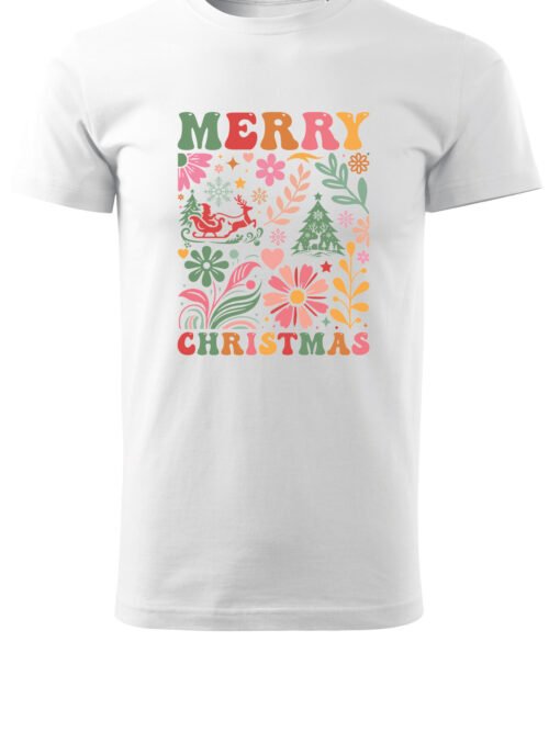 Świąteczna Koszulka “Kwiatowa Merry Christmas” – Unisex