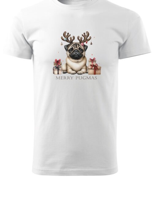 Świąteczna Koszulka “Merry Pugmas – Świąteczny Mops” – Unisex