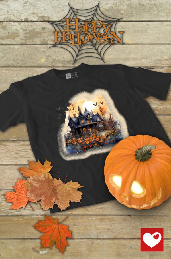 Halloweenowa Koszulka Dziecięca Nawiedzony Dom – Wybierz Kolor!