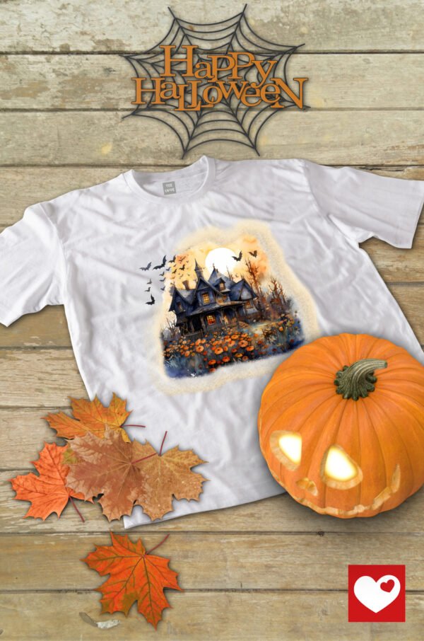 Halloweenowa Koszulka Dziecięca Nawiedzony Dom – Wybierz Kolor!
