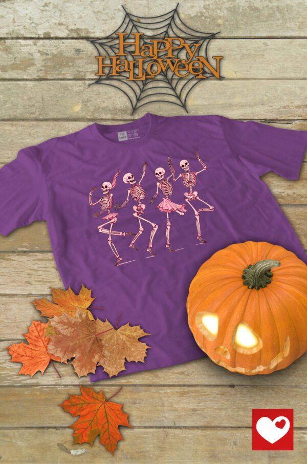 Halloweenowa Koszulka Unisex "Dancing Skeletons" – Wybierz Kolor!