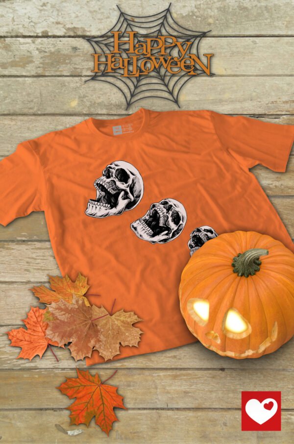 Halloweenowa Koszulka Unisex "Skull Trio" – Wybierz Kolor!