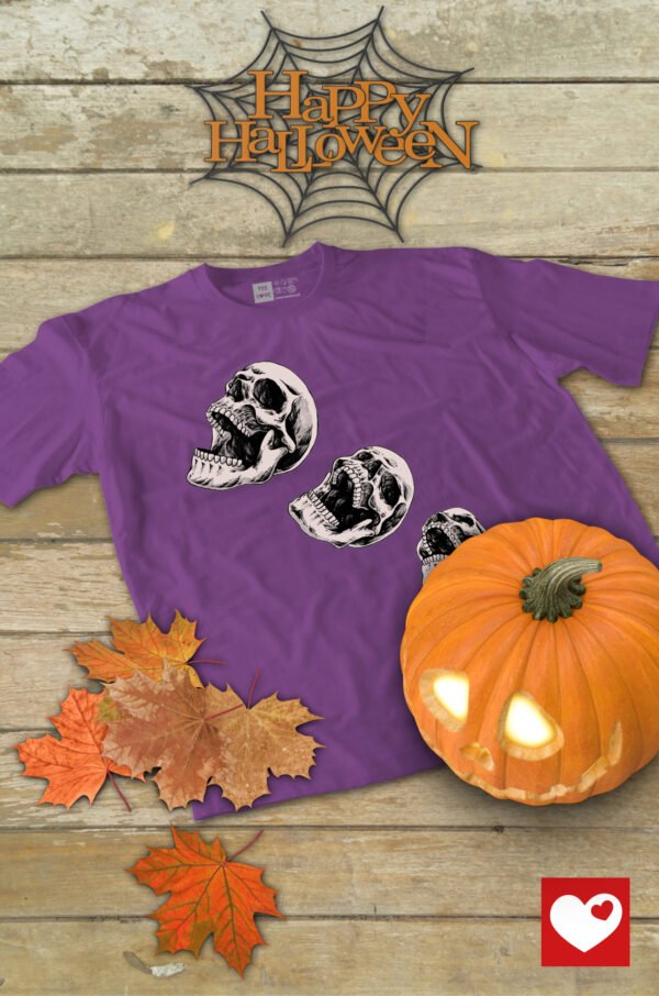 Halloweenowa Koszulka Unisex "Skull Trio" – Wybierz Kolor!