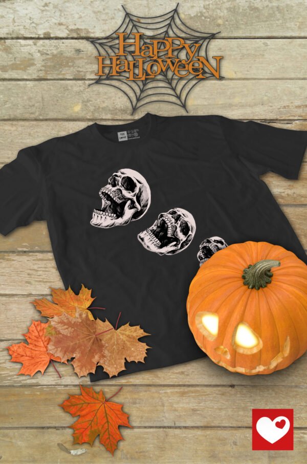 Halloweenowa Koszulka Unisex "Skull Trio" – Wybierz Kolor!