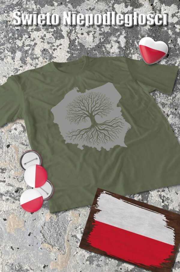 Patriotyczna Koszulka Unisex "Korzenie Polski" - siła tradycji – Wybierz Kolor!