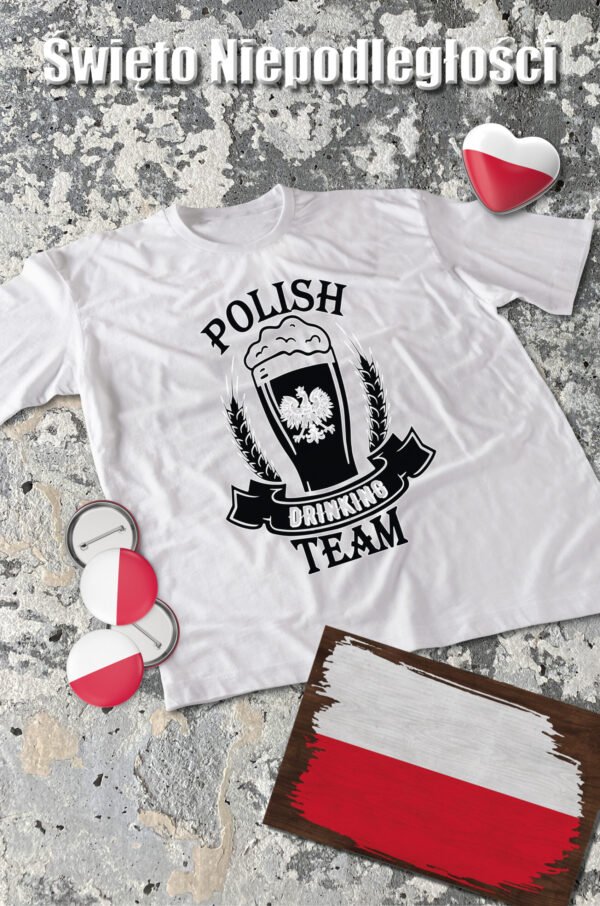 Patriotyczna Koszulka Unisex "Polish Drinking Team" – Wybierz Kolor!