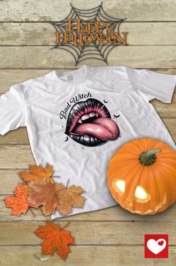 Halloweenowa Koszulka Unisex "Bad Witch" – Wybierz Kolor!