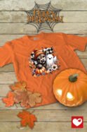 Halloweenowa Koszulka Unisex "Pies i Duch w Jesieni" – Wybierz Kolor!