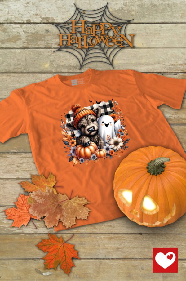 Halloweenowa Koszulka Unisex "Pies i Duch w Jesieni" – Wybierz Kolor!