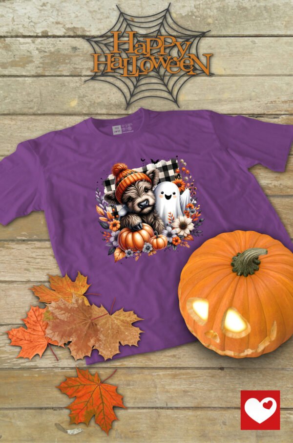 Halloweenowa Koszulka Unisex "Pies i Duch w Jesieni" – Wybierz Kolor!