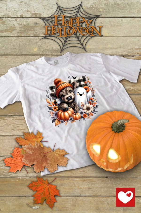 Halloweenowa Koszulka Unisex "Pies i Duch w Jesieni" – Wybierz Kolor!