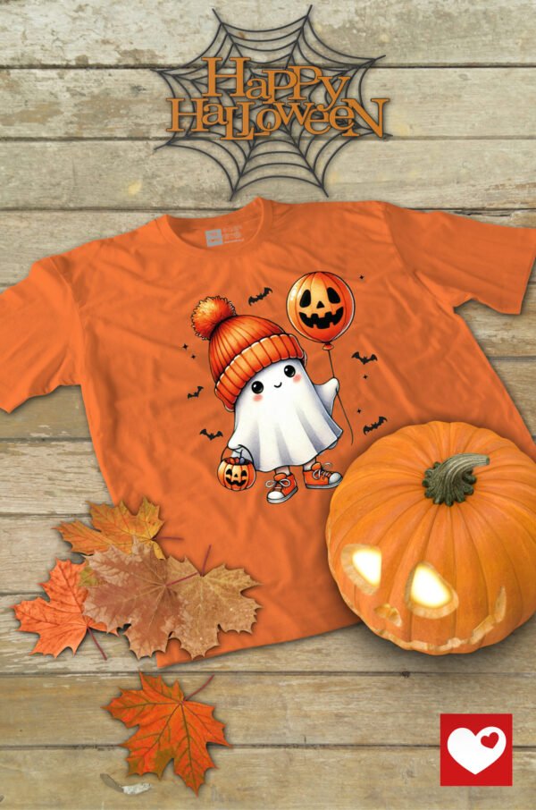 Halloweenowa Koszulka Unisex "Duch w Jesiennych Kwiatach" – Wybierz Kolor!