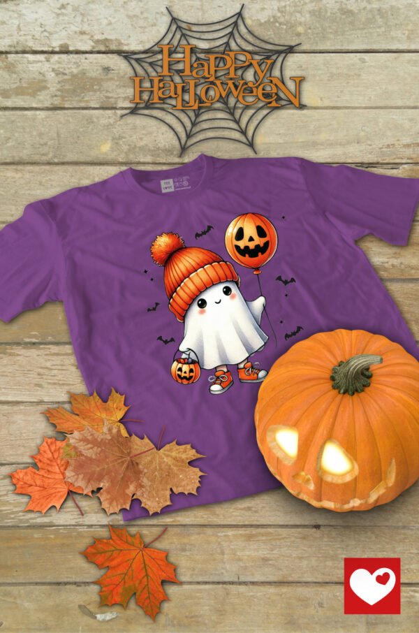 Halloweenowa Koszulka Unisex "Duch w Jesiennych Kwiatach" – Wybierz Kolor!