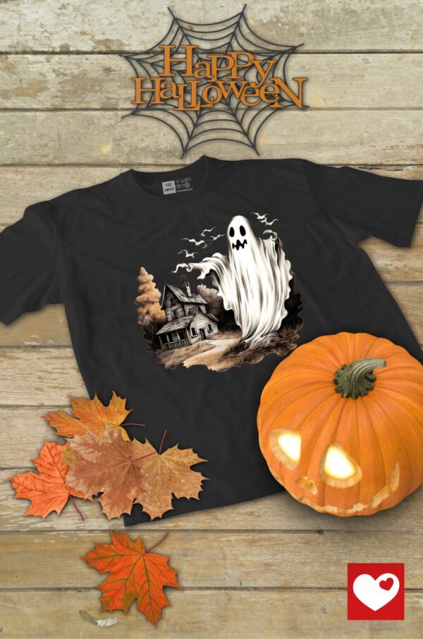 Halloweenowa Koszulka Unisex "Nawiedzony Duch" – Wybierz Kolor!