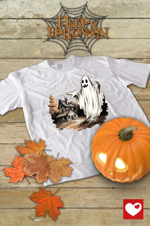 Halloweenowa Koszulka Unisex "Nawiedzony Duch" – Wybierz Kolor!