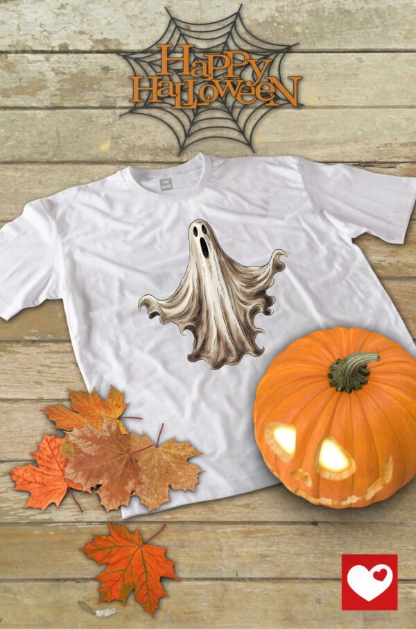 Halloweenowa Koszulka Dziecięca "Klasyczny duch" – Wybierz Kolor!